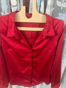 Red Satin Blouse