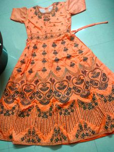 Orange Embroidered Lehenga Choli