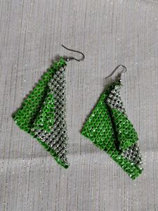 Green Square Earrings