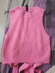 Pink Knit Sleeveless Tank Top