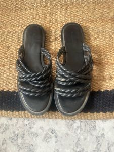 Massimo Dutti Braided Black Sandals UK 7