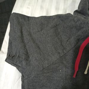 Grey Crop Top Hoodie For Women