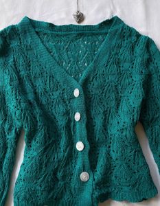 Crochet Knit Cardigan Green
