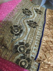 Light Pink Saree With Golden Net