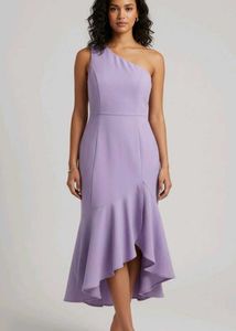 Lavender One-Shoulder Ruffle Dress
