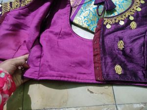 Readymade Blouse With Patuu Replica Saree