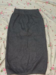 Gray Knit Midi Skirt