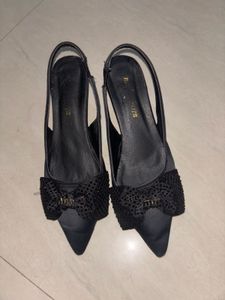 Black Bow Slingback Heels