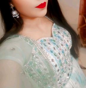 Elegant white Green lehenga