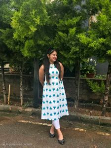 💚 Floral Fiesta: Halter Neck Kurti &amp; Pant Set (Si