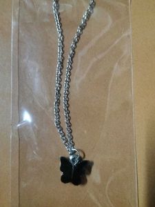 Black Butterfly Necklace 🦋 With Silver Chain