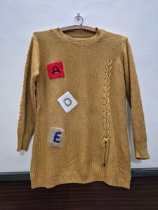 Unique Mustard Knit Sweater Dress