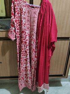 Red Printed Kurta Set