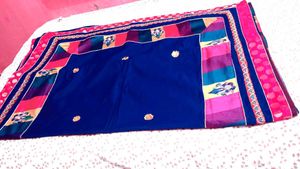 Blue Embroidered Saree