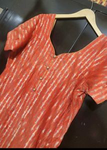 Coral Colour Suit Salwar &amp; Dupatta For 40 Bust