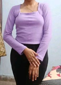 Lavender Square Neck Long Sleeve
