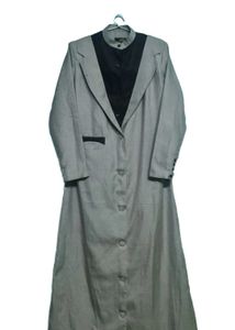 Elegant Grey Long Coat Burqa