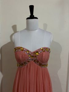 Peach beautiful embellished stone dress