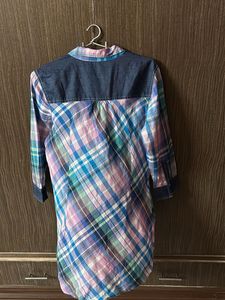 Plaid Denim Trim Tunic
