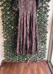 Black Ajrakh Print Anarkali Gown