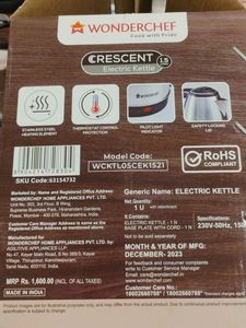 New Electric Kettle 1.5 Ltr 2y Warranty