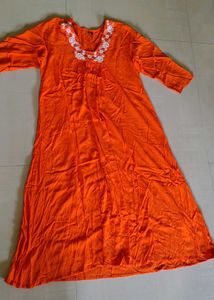 Orange Embroidered Kurta Set