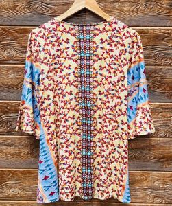 Multi Color Embroidery Print Top