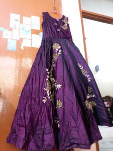 Embroidered Purple Party Gown
