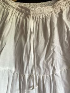 White Cotton Tiered Maxi Skirt