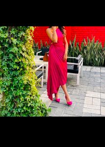 Hot Pink One-Shoulder Dress