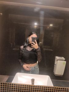 Black Mesh Top With Inner Attached