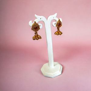 Peacock Red Stone Chocker With Eartings