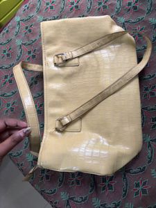Lino Perros Cream Yellow Textured Handbag