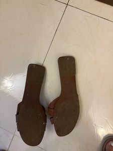 Zara Brown Leather Slides