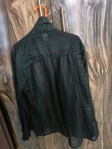 Lilyn Black Lace See-Through Shirt