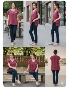 Maroon V-Neck Button-Down Top