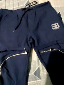 Stylish Blue Zippered Joggers