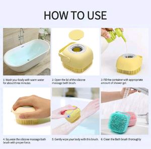 Silicone Bath Brush w Soap Dispenser Body Scrubber