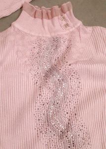 Pink High Neck Sweater