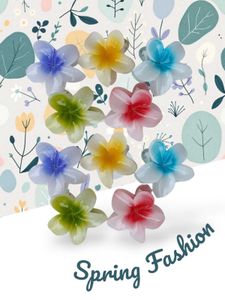 10 pcs Medium Size Colorful Flower Hair Claw Clips