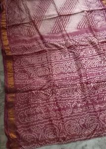 Brand New fastive bandhani cotton silk saree set