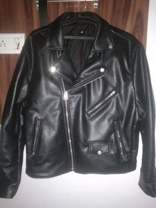 Hnm Black Leather Biker Jacket