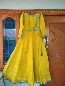 Elegant lime green &amp; Blue Anarkali