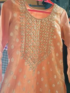 Peach Embroidered Kurta