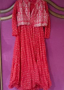 Red Embroidered Kurta Set