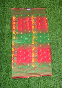 Tasar Saree - Red &amp; Green