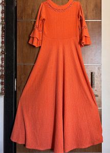 Coral Color Party Wear Gown