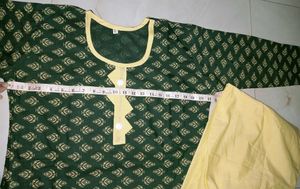 Decent Dark Green Kurti N Pant Set