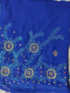Royal Blue Embellished Saree