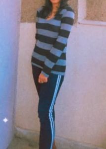 Grey Striped Pullover T Shirt